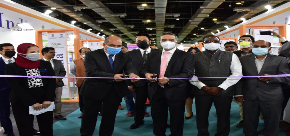 Ambassador Ajit Gupte inaugurated Indian Pavilion at PHARMACONEX on 3 Oct 2021 in Cairo, Egypt